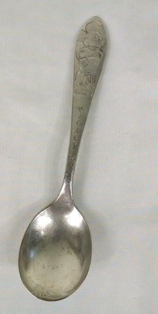 Vintage Mickey Mouse Spoon Wm Rogers Mfg Silverplate I S 5 - 1/2 " Long
