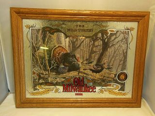 Old Milwaukee Beer Wildlife Series 6 Wild Turkey Mirror Advertising Sign Nib