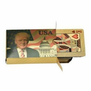 Donald Trump Gold Foil Waterproof Plastic Playing Poker Deck Game Cards USA 3