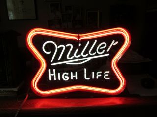 Vintage Miller High Life Logo Neon Sign Beer Light