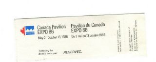 Expo 86 Vancouver Worlds Fair Admission Ticket Canada Pavilion Teleglobe Theatre