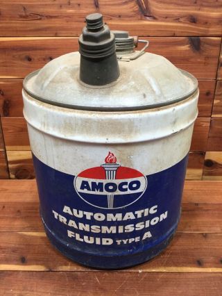 Vintage Amoco / Automatic Transmission Fluid Type A 5 Gallon Can Gas Station Oil