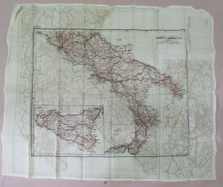 CLOTH SILK AVIATOR ' S MAP OF ITALY & SICILY WW2 VINTAGE 2