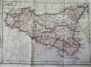 CLOTH SILK AVIATOR ' S MAP OF ITALY & SICILY WW2 VINTAGE 3