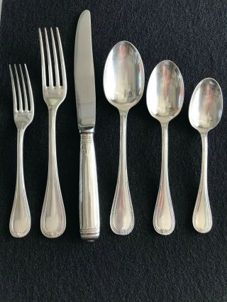 Christofle Malmaison 6 Piece Silver Plated Flatware Set Extra Spoon