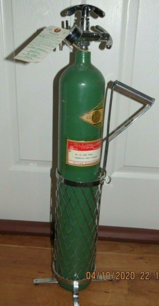 Vintage Oxygen Tank W/ Upright Cart/guage Ohio Chemical & Surgical Equipment Co.