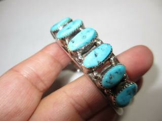 GORGEOUS VINTAGE NAVAJO OLD PAWN STERLING & TURQUOISE CUFF BRACELET - DEADLY COLOR 2