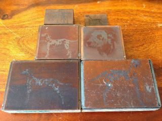 6 Antique Victorian Copper Negative Printing Plates All Depicting Dalmatian Dogs