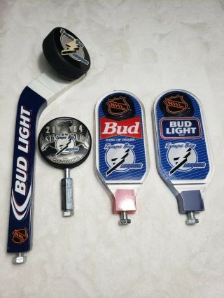 4 Bud Light Tampa Bay Lightning Beer Tap Handle Hockey Stick Puck Champions 2004