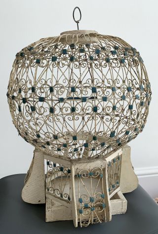 Pretty Vintage Victorian Style Birdcage In Antique French White