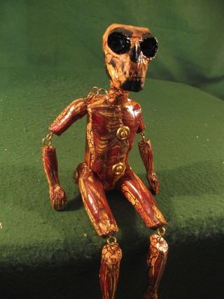 Antique Vintage Style Gothic Horror Medical Anatomical Skull Puppet Anatomy Art