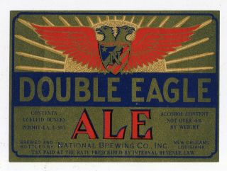 U Permit Irtp Beer Label Double Eagle Ale National Brewing Orleans Louisiana