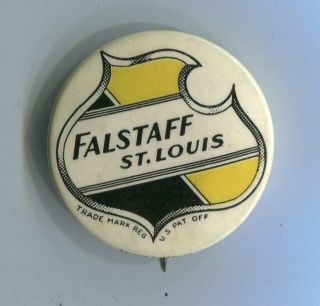 Pre Prohibition Falstaff Beer Celluloid Pinback Button Lemp St Louis Missouri Mo