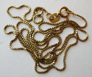 Fine Vintage 14k Yellow Gold Box Chain 18 " Long Necklace