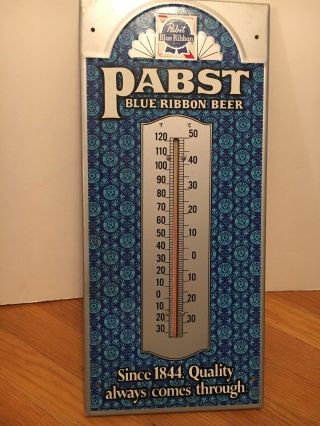 Vintage Pabst Blue Ribbon Beer Advertising Metal Thermometer