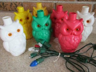 Vtg Owl Patio / Rv / Camper Novelty Blow Mold String Lantern Lights