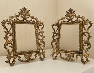 Vintage Gilded Metal Photo Frames Rococo Style