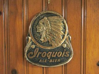 Vintage Iroquois Ale Beer Embossed Indian Chief Gold Look Sign 2