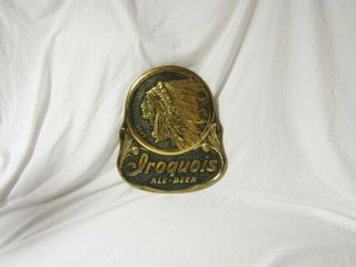 Vintage Iroquois Ale Beer Embossed Indian Chief Gold Look Sign 3
