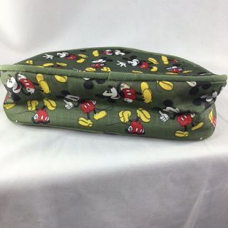 Disney Mickey Mouse Olive Green Zipper Coin Purse Cosmetic Travel Bag Wallet 7x5 3