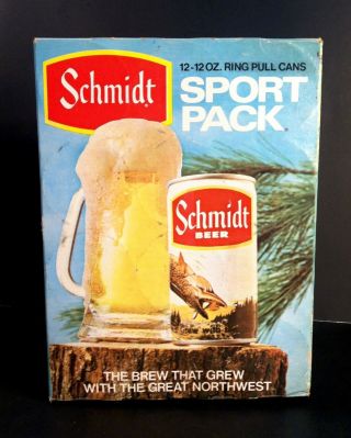 Vintage 1970’s Schmidt Beer Sport Pack W/ 12 Wildlife Can All Cans Are Empty
