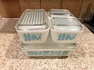 Vintage Pyrex Amish Butterprint Refrigerator Dish Set 501 502 503 Complete Set