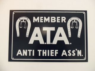 Vintage Sign Ata Cattle Horse Ranch Anti Theft Member Marshall Law Justice