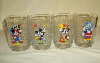 Set Of 4 Walt Disney World Mcdonalds Mickey Mouse Year 2000 Celebration Glasses
