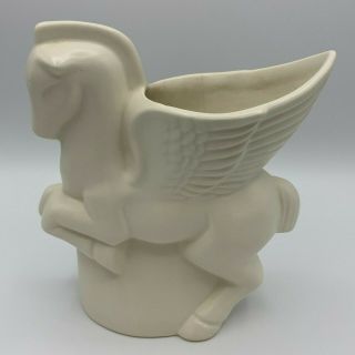 Vintage Red Wing Pottery,  Pegasus Vase,  White