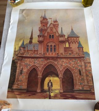 Walt Disney Footprints Lithograph Signed Charles Boyer Castle