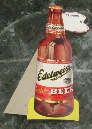 1940s Edelweiss Light Beer Cardboard Easel Back Point Of Purchase Display