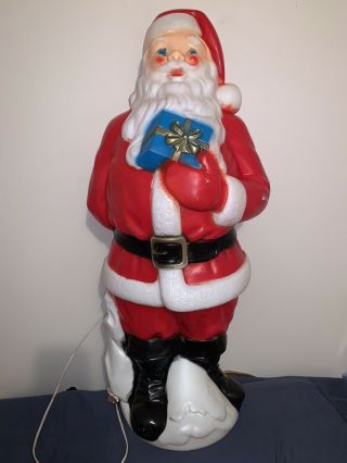 1986 Santa Claus Blow Mold Vintage General Foam 33” Christmas Light Up Yard Deco