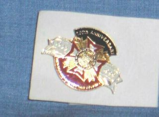 114 - GOLD TONE VETERANS OF FOREIGN WARS 100TH ANNIVERSARY HAT,  LAPEL PIN - VFW 2