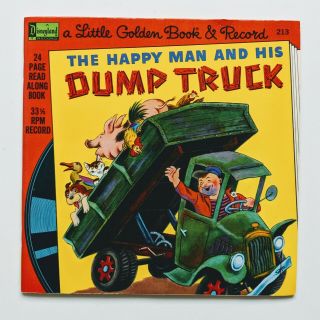 Vintage Disneyland Little Golden Book Happy Man And Dump Truck 213 Book Record