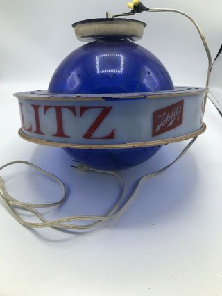 Vintage 1961 Schlitz Rotating Globe Light,  Blue,  Rotates Light