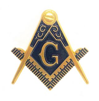 Masonic Cut To Shape 2 1/2 " Car Emblem Gold And Blue Color Cmb