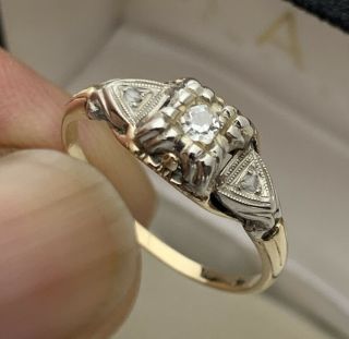 Vintage 14k Gold 0.  06ct Vs1/g Diamond Wedding Engagement Ring Size 6 1/2