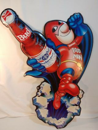 Bud Man 1989 Budweiser Hero Wall Hanging Beer Sign Man Cave Advertising 042 - 211