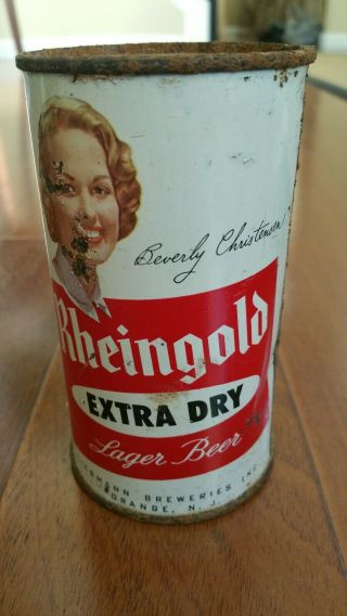 Rheingold Extra Dry Lager Beer Flat Top Beer Can Rheingold Girl Beverly
