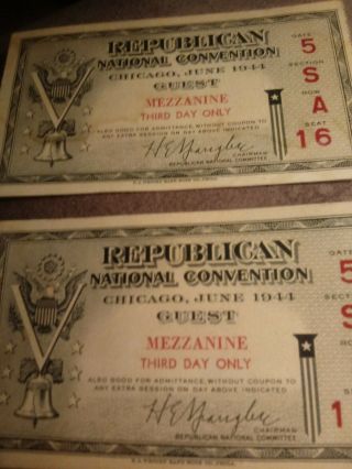 Vintage Republican National Convention Chicago,  June 1944 Guest Ticket. 3