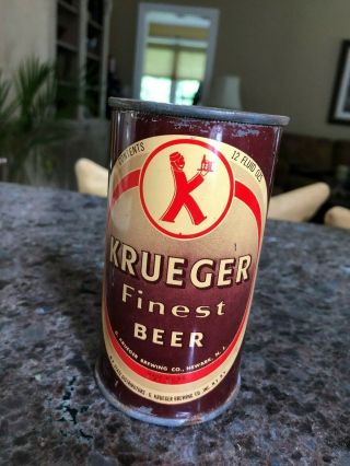 Vintage Krueger Finest Beer Can Brewing Co Newark Nj Keglined Open Top K - Man