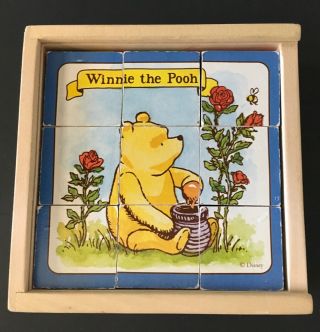 Disney Classic Winnie The Pooh Puzzle 6 Sided Wood Cube Schylling Ages 2,