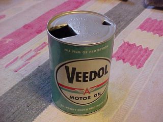 Vintage Veedol Flying " A " Motor Oil Can - Wings - Green - Aluminum - 20 Wt - -