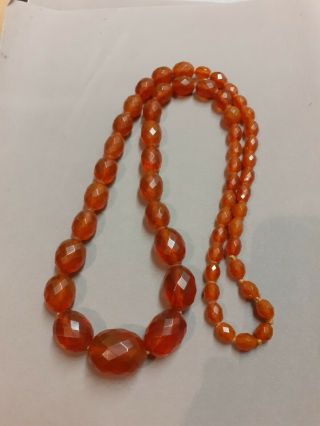 Vintage Faceted Honey Amber Bead Necklace 88 Grams