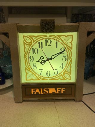 Falstaff Light Up Beer Sign - Clock