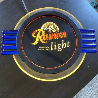 Vintage Advertising Rainier Beer Light Wall Sign In Good