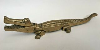 Large Antique / Vintage Brass Crocodile Nutcrackers,  14 ½ Inches Long