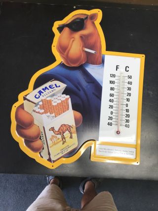 Sweet Camel Joe Cigarettes Metal Tin Wall Sign Thermometer 1992 Rc Reynolds
