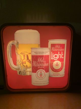 Vintage 1982 Old Milwaukee Lighted Beer Sign Bar Light 11 " X 11 " Mancave