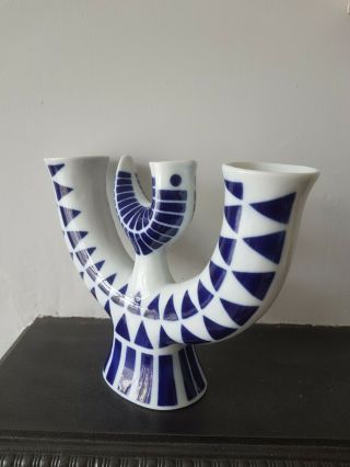 Sargadelos MCM Styled Porcelain Abstract Bird Candelabra 2